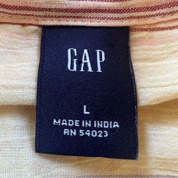 Y2K GAP Cotton Lightweight Semi Sheer Long Sleeve Button Yellow Blouse Size L - Picture 7 of 13